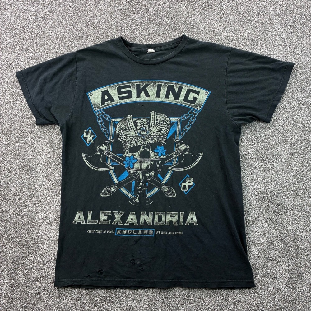 Vintage Y2K Asking Alexandria Shirt Mens Medium Black Hard Rock Heavy‎ Metal